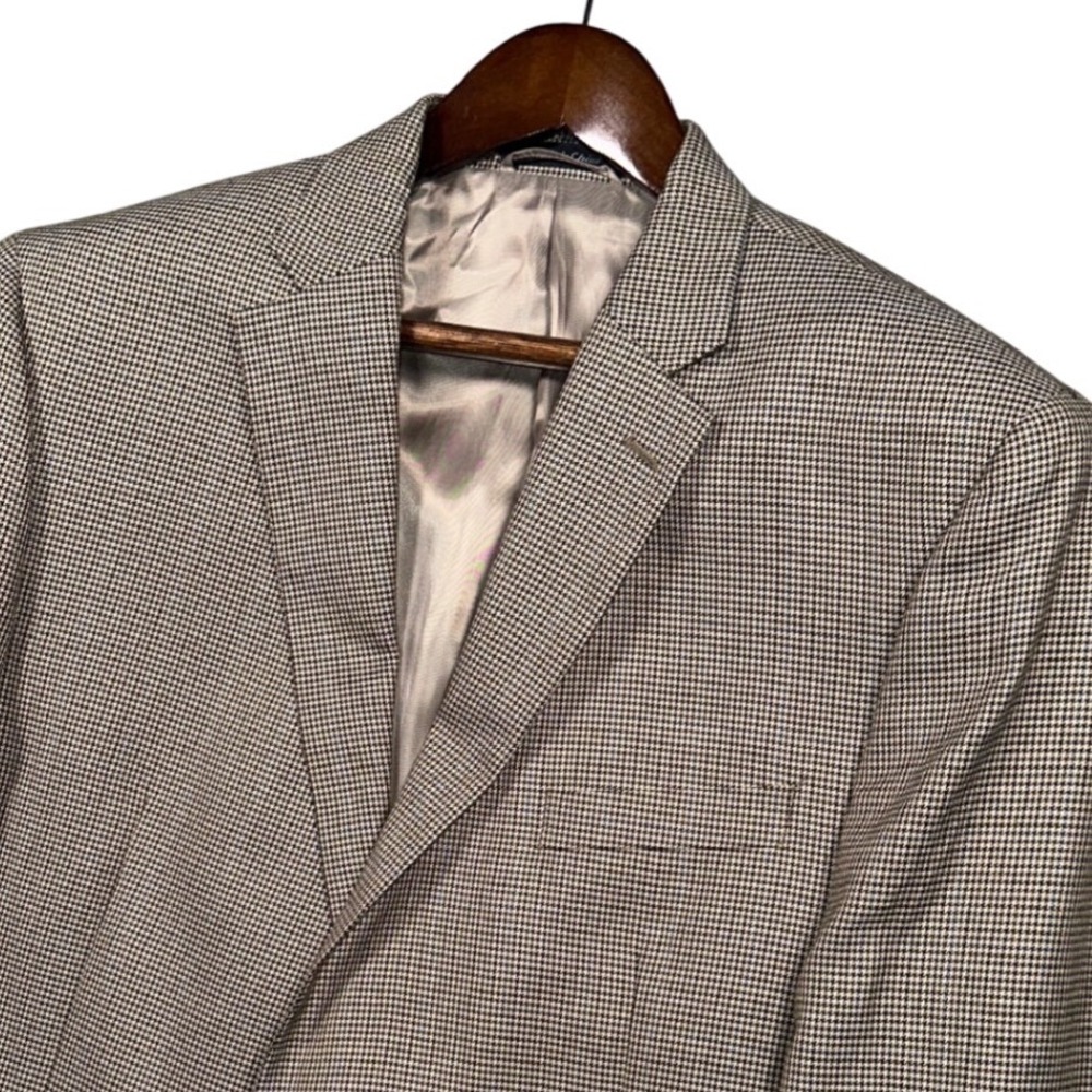 Lauren Ralph Lauren Blazer Mens 46R Tan Brown Houndstooth Sport Coat - Picture 4 of 7
